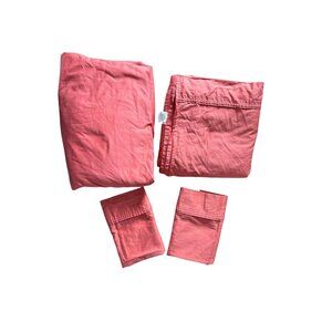 Threshold Sheet Set King Pink Coral 100% Cotton 4 Piece Solid Sheets Bedding